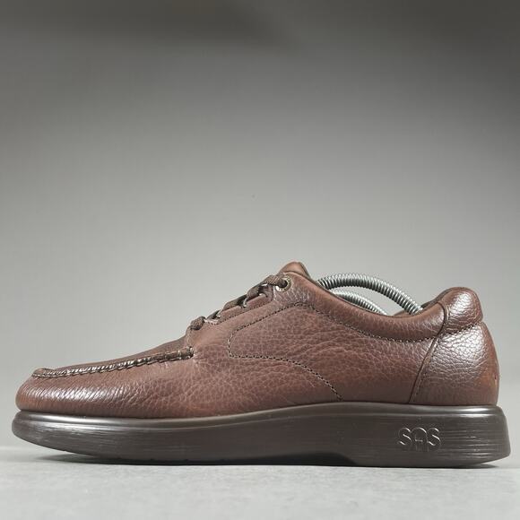 SAS Bout Time Men’s 10 N Brown Pebbled Leather Casual Walking Shoes Oxford EUC - Picture 1 of 9